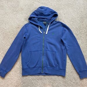 Men's POLO Ralph Lauren TEAL BLUE Full Zip DESIGNER Jacket HEAVY Duty HOODIE  M